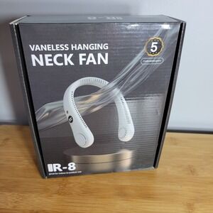 R8 Vaneless‎ Hanging Neck Fan Black 5 Gear Speeds Rechargeable Personal Fan